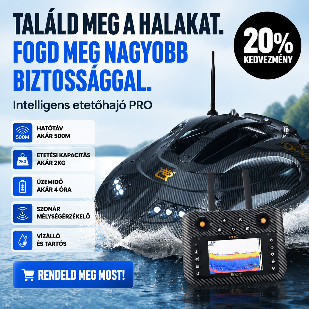 GPS-es etetőhajó halradarral, automatikus etetéssel és visszatéréssel