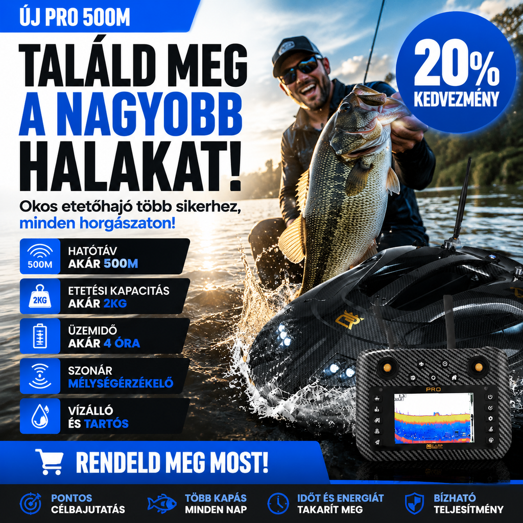 GPS-es etetőhajó halradarral, automatikus etetéssel és visszatéréssel