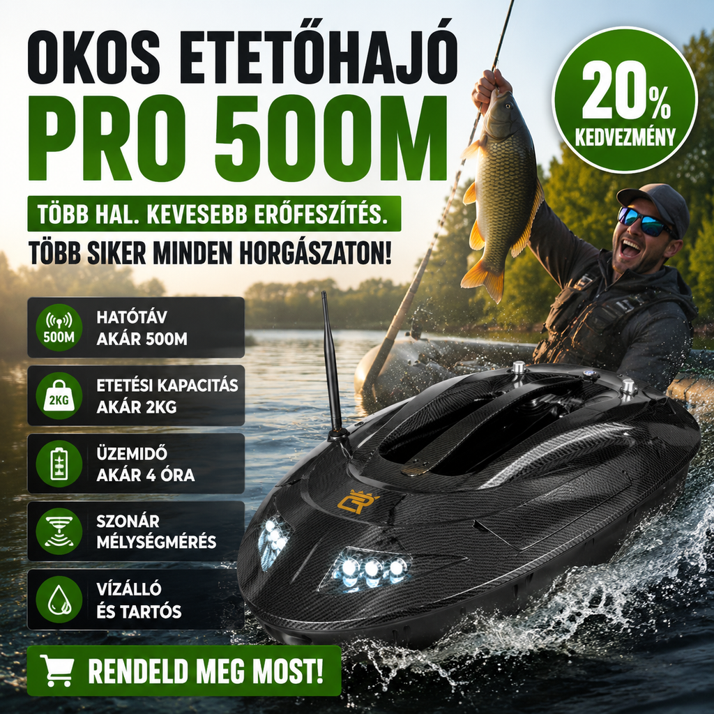 GPS-es etetőhajó halradarral, automatikus etetéssel és visszatéréssel