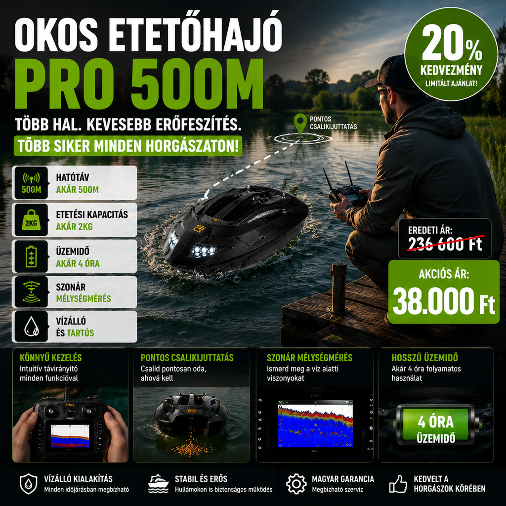 GPS-es etetőhajó halradarral, automatikus etetéssel és visszatéréssel